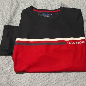 Nautica Navy blue and Red Crewneck Tee